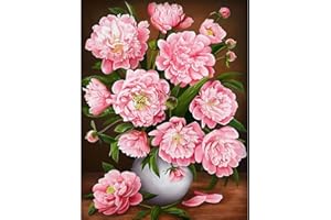 TAASMOOG Diamond Painting 5D Diamond Painting Set DIY Cross Stickerei Malerei Kits 5D Diamant Gemälde Voller Bohrer Diamond Painting für Home Wall Dekorationen 30x40cm (Rosa Pfingstrosen)