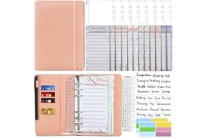 Mlife Budget Binder, A6 Binder with Zipper Envelopes Money Organizer for Cash Bills Coupon Card, Budget Planner for Saving Money,Cash Envelopes for Budgeting,Money Saving Binder (Pink), Elastic Band