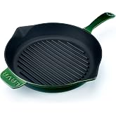 Lava Premium Serisi - D&ouml;k&uuml;m Izgara Tavası, Yuvarlak, 28 cm, Yekpare Saplı, Emaye, Majolik Yeşil