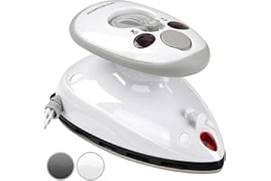 Jago® Mini Bügeleisen - 260-420 W, Antihaft Bügelsohle, Wassertank 40 ml, 100-240 V Netzspannung umschaltbar, mit/ohne Dampf, in Weiß oder Grau - Dampfbügeleisen, Reisebügeleisen