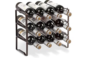 BOMCLAP Étagère à vin empilable indépendant à 3 étages pour 8-16 bouteilles (12 bouteilles)