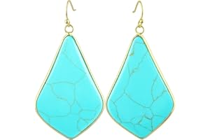 mookaitedecor Stone Dangle Drop Earrings for Women,Crystal Hook Earrings Gold Plated Oval