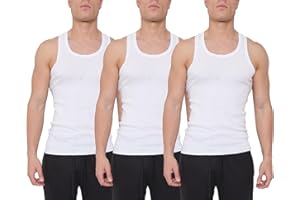 ArkXani® 3 Pack Mens Cotton Vests Tank Tops Sleeveless Undershirts for Athletic Wear Slim Fit Vest for Running Cycling Gym Men’s Workout Breathable Plain Shirts Black, White and Assorted Colours