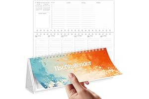 ‎SKYDUE SKYDUE Tischkalender 2026 Quer, Kalender 2025 Tischkalender, Wochenkalender Von Juli 2025 Bis Dezember 2026, Stehkalender Mit 1 Woche 2 Seiten, Kalender 29,7 X 11,7 cm(Orange)