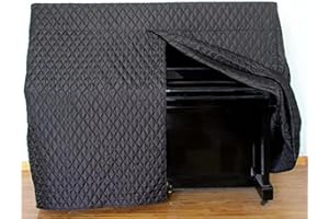 CUTFOUWE Vertical Piano Cover, Full Piano Cover, Quilted Black Nylon Thicken Water Resistant Piano Accessories Decoration(Black),155x35x125cm
