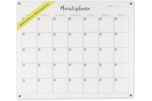 ‎IH ENGINEERING BV Monatsplaner Acryl - beschreibbar & abwischbar - Wandplaner und Familienplaner mit Abstandshaltern - ideale Haushalts- und Planungstafel für Eltern - Wandkalender – Größe: 60x50 cm – Weiß