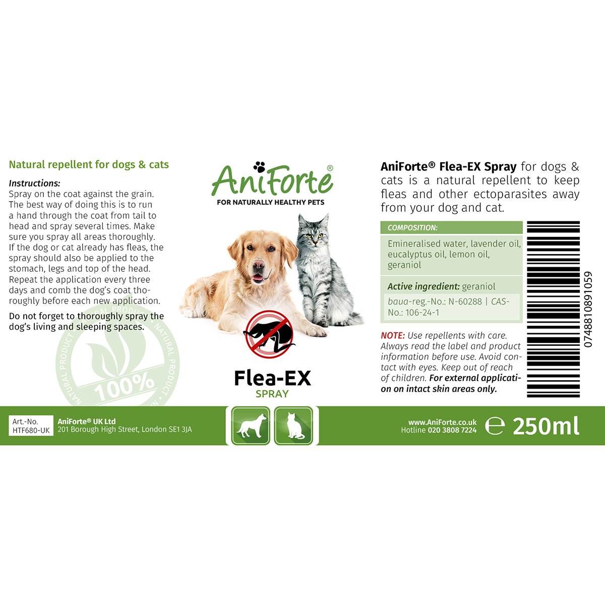 AniForte Flea EX Spray 250ml - Flea Treatment for Dogs & Cats that Rapidly Deters & Removes Parasites From Pets… - Image 3