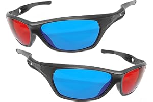 GANZOO Okulary 3D z technologią anaglifów do filmów lub gier na PC, zestaw 2 sztuk, okulary czerwone/cyjan