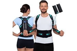 POSTURALIS Correcteur de Posture - Ceinture Dorsale/Lombaire et Redresseur de Dos pour Soulager les Douleurs au Dos et aux Épaules - Orthèse Réglable Homme/Femme avec 2 Supports d'Épaules, (M)