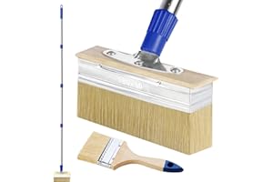 PIMEKOY 7" Decking Paint Brush Deck Stain Applicator with 60" Long Handle, 3" Paint Brush Included for Woodstains, Oils, Deck Coatings, Fence Wall Furniture