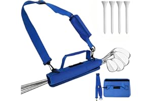 ‎LOVMEAD Golftasche Mini Leicht Golfschläger Tragebag, Golfbag Schultergurt mit 4 Stück 70mm Weiß Bambus Tees Driving Range Zubehör Set, Klein Golf Club Carry Bag Blau Schwarz für Herren Damen Kinder Reise