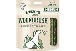 Lily's Kitchen Woofbrush Golosinas naturales para perros adultos: Palitos dentales masticables - Perro mediano (1 paquete de 7 masticables- 28g)