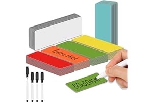 KULAMO 102 sztuki etykiet magnetycznych ścieralnych 80 mm x 30 mm | Tabliczka magnetyczna do wizualizacji na tablicach białych, robienia notatek na lodówce | 6 kolorów