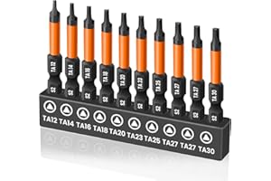 Saipor 10 Pieces Triangle Screwdriver Set, 2 inch /50 mm Long Magnetic Triangle Screwdriver Bits Set, 1/4 Inch Hex Shank Triangle Bit Set, S2 Steel Triangle Head Drill Bit for Impact Driver, TA12-TA30