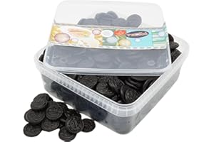 ‎PE ÄM Deine Naschbox | Zuckerfreie Salmiak Lakritz Münzen | 1kg Naschbox | XL Großpackung für Party, Candybar & als Geschenk - Süßholz Salmiak Taler