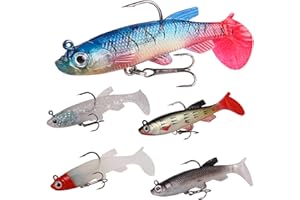 DAGORD 5 pezzi Kit Esche Artificiali Spinning Mare Esche Pesci di Gomma Spinning Esca da Pesca Bionica 8cm Esca Artificiale per Trota Tonni Orate Carpe Spigola Esche di Pesca per Acqua Dolce e Salata