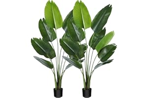 CROSOFMI Sztuczny rajski ptak 150 cm, sztuczna palma tropikalna z 10 liśćmi, idealne sztuczne rośliny w doniczce do wewnątrz, na zewnątrz, domu, biura, nowoczesna dekoracja, prezent na parapetówkę, 2