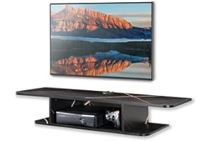 FITUEYES Mobile TV sospeso in legno, Mensola da Parete nero, pensile design ad alette per soggiorno camera da letto, 105 cm, DS210507WB