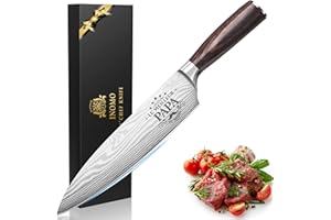 INOMO Cadeau Fête des Pères, Couteau Chef Personnalisé pour Papa, Saint Valentin Idee Cadeau Homme, Cadeau Papa Couteau de Cuisine, Inoxydable Manche Ergonomique