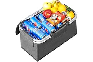JXCTNNU Cesta de Picnic 25L Cesta de la Compra Plegable con Asa Bolsa Picnic Bolsa Térmica Grande con Tapa Enfriador de Camping Plegable Caja Térmica para Trabajo Viajes Compras (Gris)