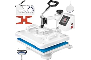 VEVOR Pressa a caldo 5 in 1, 29 x 38 cm, con timer digitale preciso e regolazione della temperatura a 360 gradi, pressa a caldo bianca per scarpe, magliette