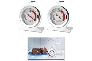 HUKNEQN 2 Pièces Thermomètre pour Réfrigérateur, Thermometre Frigo pour Réfrigérateur et Congélateur, Mesure Précise -20 °C à 20 °C / -20~80 °F, Cadran Large, Idéal pour Maison et Professionnels