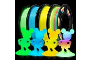 Eono Glow PLA Filament 1.75mm 0.25kg/Spool 4 Pack, Multicolor, Yellow, Rainbow, Green, Blue