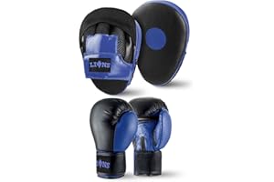 Lions Boxing Gloves and Pads - Hook & Jab Mitts Sparring Gloves Set Mma Punch Bag Training Kit