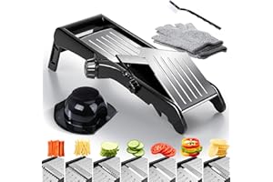 Masthome Mandolina per Verdure Regolabile, 10 in 1 Mandolina Acciaio Inox Professionale con Guanti di Sicurezza, Affetta Verdure Manuale Taglia Verdure Multifunzione per Patate Carote Cavolo Pomodori