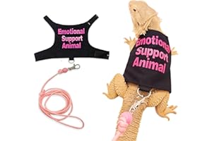 YUNMOXIAO Bearded Dragon Clothes with Leash Set - Handmade Reptile Apparel for Small Pets, Guinea Pigs, and Lizards - Outdoor Walking Training Harness & Photo Prop Costume (Pink)