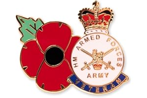 SENLAK British Army Veteran Poppy Lapel Pin Badge - UK Seller