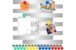 Wukong argento 30x3cm | 10 pezzi di lavagna magnetica, strisce magnetiche con 16 pezzi di magneti colorati per lavagna da frigo per ufficio, bacheca, lavagna magnetica, parete fotografica, ufficio