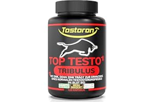 ‎TOSTORON TOP TESTO¹ TRIBULUS mit ¹Zink, trägt zum Erhalt eines normalen TESTOSTERONSPIEGELS im Blut bei - hochdosiert + MEGA MACA - 120 Kapseln - Pinienrinden Extrakt, Vitamin C + B5, Selen - 1 Dose = 1x100g