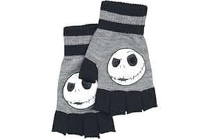 The Nightmare Before Christmas Pesadilla Antes De Navidad Jack Face Unisex Guantes sin dedos gris/negro