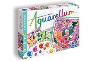 Sentosphere 06130 Aquarellum zestaw do malowania dla dzieci, motyw smoka, duże szablony do malowania, zestaw do majsterkowania, zestaw kreatywny, DIY