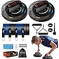 ALongSong Push Up Board & Ab Wheel 2 in 1 Fitness Set - Complete Home Gym Kit with Resistance Bands, Door Anchor, and Non Slip Pads Full Body Workout for Chest Shoulders Back, Up to 250kg