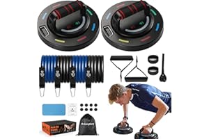 ALongSong Push Up Board & Ab Wheel 2 in 1 Fitness Set - Complete Home Gym Kit with Resistance Bands, Door Anchor, and Non Slip Pads Full Body Workout for Chest Shoulders Back, Up to 250kg