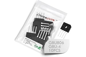 (Paquete de 10 piezas) Chanzon GBU806 Diodo rectificador de puente 8A 600V GBU-4 (SIP-4) Monofásico, onda completa 8 Amp 600 voltios Diodos electrónicos de silicio