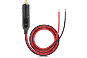 SOPWMAP Cavo di Ricambio per Accendisigari Auto Maschio 12V, Cavo in Rame Stagnato 16 AWG, Spinotto accendisigari 12v, con Fusibile da 15A, Lunghezza 2 Metri