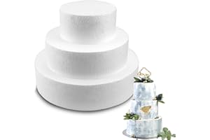 HUYUE Styropor Torte 3 Stöckig Styropor Set 10cm 15cm 20cm Styroportorte (Runde)