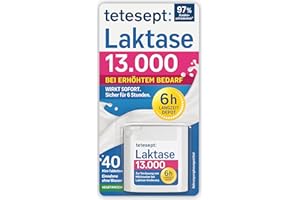 ‎TETESEPT tetesept Laktase 13.000 – 1 Dose à 40 Stück – Laktasetabletten bei Laktoseunverträglichkeit – Nahrungsergänzungsmittel mit Sofortwirkung & 6h Langzeit-Depot