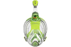 Seac Libera, Maschera Integrale da Snorkeling di Nuova Generazione, Silicone Ipoallergenico, Sgancio Rapido, 4 Taglie, trasparente/verde, JUNIOR