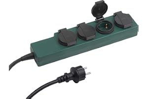 Meister grenuttag 4-vägs – 1,4 m kabel – gummislangledning – IP44 utomhus/distributionsuttag/våtrum grenutdelning/utomhus gre