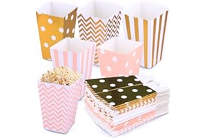 jsysj 60 Piezas Cajas de Palomita, Pequeñas Raya Bolsa Palomitas de Papel, Caramelo Contenedor, Merienda Contenedor para Boda, Cumpleaños Fiestas, Noche de Cine o Navidad