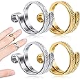 SYOSI 4 Pack Knitting Crochet Loop Ring for Fingers, Adjustable Crochet Tension Ring, Metal Open Yarn Guide Finger Holders, Knitting Thimbles for Crochet- 2 Gold & 2 Silver