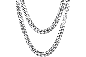PROSTEEL Chaîne Collier Homme à Maille Gourmette en Acier Inoxydable/Plaqué Or/Couleur Noir - Largeur 4,8mm/6mm/10mm/14mm - 36/46/51/55/61/66/71/76cm de Long