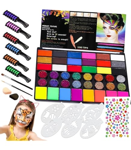 Onlvmyur Colori Viso Bambini Halloween Truccabimbi Kit Anallergici Atossici Colori Body Painting per Halloween Carnevale Pasquale Cosplay (42 colori