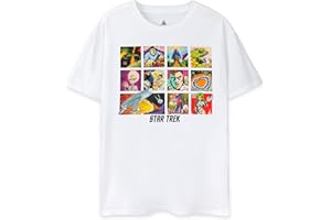 Star Trek Men's T-Shirt | White Comic Book Graphic Tee for Adults | Short-Sleeved Vintage Art Tshirt for Trekkie's | Comic Book Movie Iconic Sci-Fi Top Apparel Gift for Him