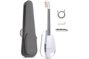 Enya NEXG 2N Chitarre Elettriche - Kit per Chitarra Acustica Bianca 38 Pollici in Fibra di Carbonio Chitarra da Viaggio Smart Silent Guitar per Adulti Bambini Principianti Casa Scuola Regalo