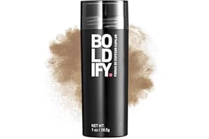 BOLDIFY - Fibras capilares, ocultan completamente la pérdida del cabello, 100% fibras de algodón no detectables, bote gigante de 28.5 g, engrosamiento instantáneo del cabello (Castaño medio)